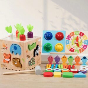 Wooden Montessori Activity Cube for Kids